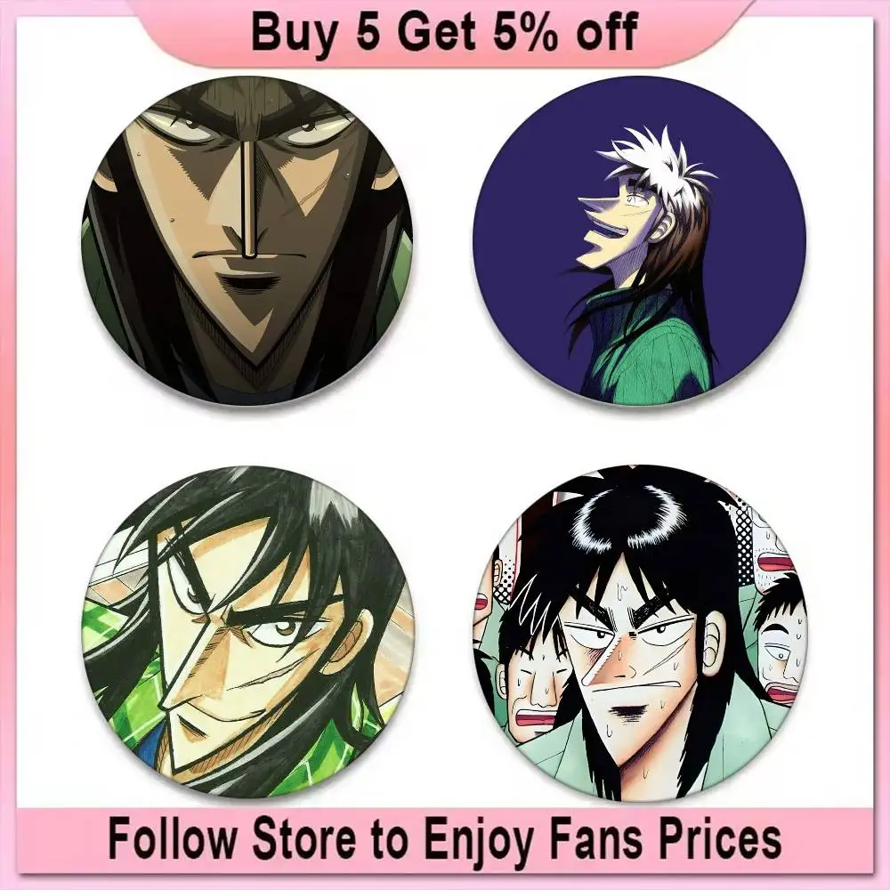 Kaiji Ultimate Survivor Badges Anime Round Laser Badge Cartoon Brooch Clothes Backpack Accessories Lapel