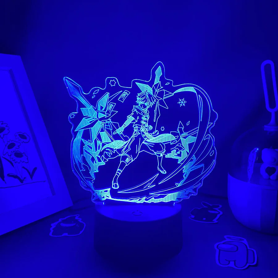 Game Genshin Impact Figure Chongyun 3D Lava Lamp Led Night Light Cool Gift For Friends Bedroom Decor Manga Game Genshin Impact