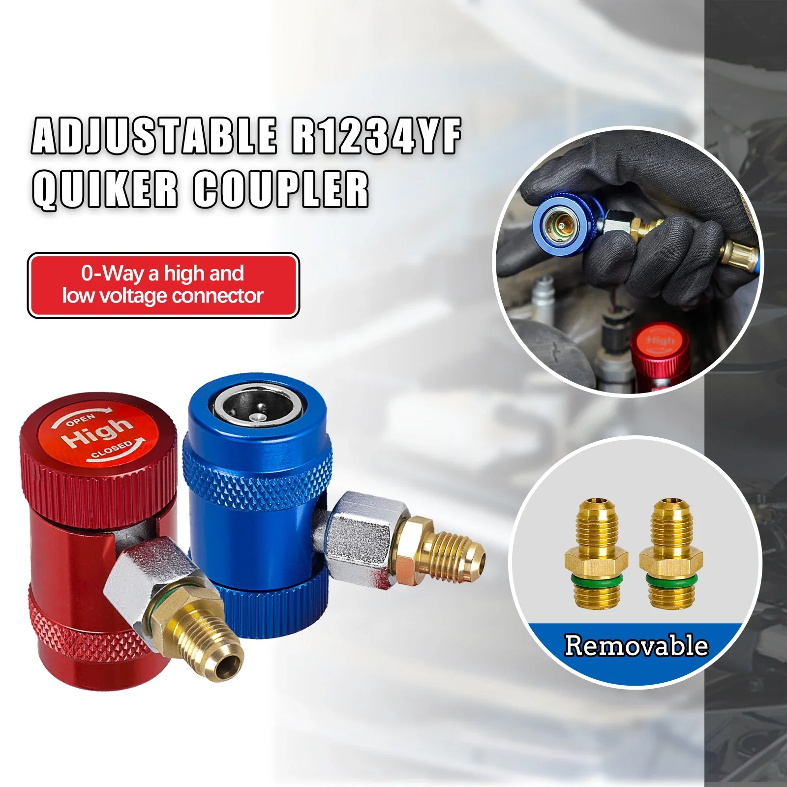 

R1234YF Car Auto AC High / Low Side Quick Couplers Adapters Conversion Kit With Manual Couplers R1234yf