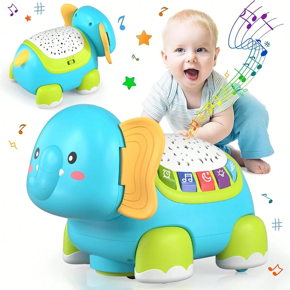 Baby Toys Musical Crawling Turtle Baby Toys with Light Sound Remote Crawling Elephant STEM Children's Early Developmental Gift