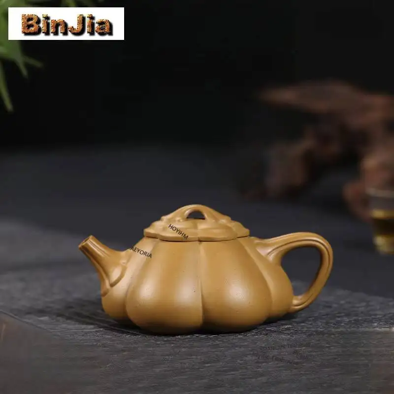 160ml Exquisite Yixing Purple Clay Teapots Handmade Plum Petals Pot Raw Ore Golden Section Mud Kettle Zisha Tea Set Collection