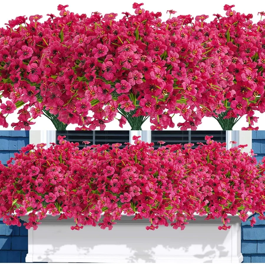 

72 Bundles Artificial Fake Flowers Outdoor UV Resistant Faux Plants Plastic Cemetery Flowers No Fade Outside Home Garden Porch