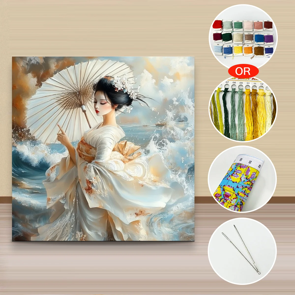 1 Stück, 50 x 50 cm / 19,69 Zoll, 11CT/14CT Kreuzstich-Set, DIY-Stickset als Geschenk zum Valentinstag, für Festivals, Porträt. – Detail 4