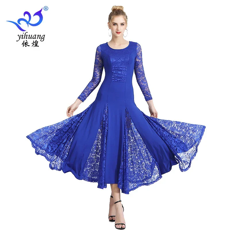 

Long Sleeved Performance Suit Women Modern Dance Dress Waltz Ballroom Dance Tango National Standard Dance Clothes