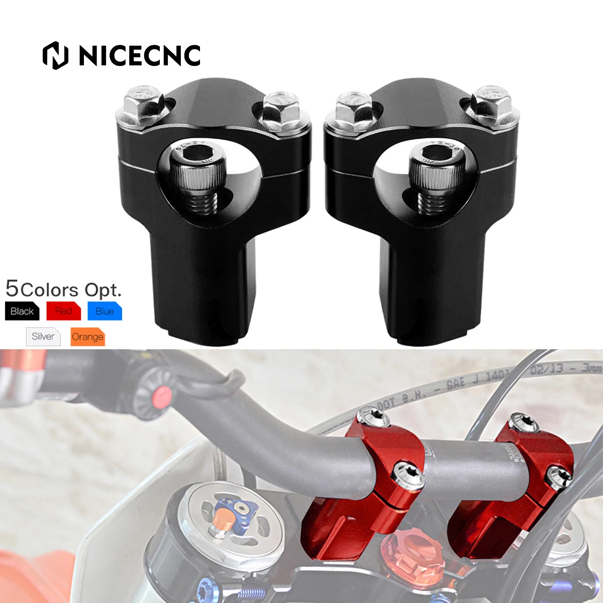 

NICECNC For Beta RR 300 2012-2023 RR 125 RR 250 RR 350 RR 390 RR 430 RR 450 RR 480 RR 498 52MM Handlebar Riser Clamp Mount