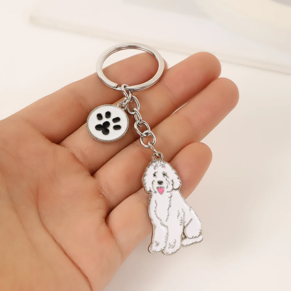 1PCS Cute Animal Keychains Lovely Poodle Teddy Dog Keyring Car Decor Hanging Pendant for Pet Dog Lovers Gifts