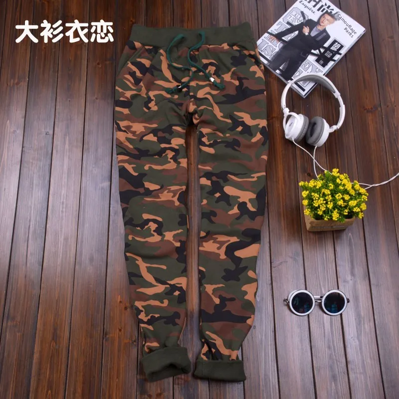 

Модные камуфляжные спортивные штаны High Street, облегающие спортивные брюки, мужские повседневные брюки большого размера с манжетами, осенний хлопок, полиэстер