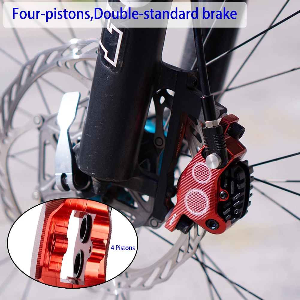 

Bicycle Hydraulic Brakes Set Bike Oil Pressure 4 Piston Oil Pressure Disc Brake Caliper For Mountain Bike Cycling Accessories