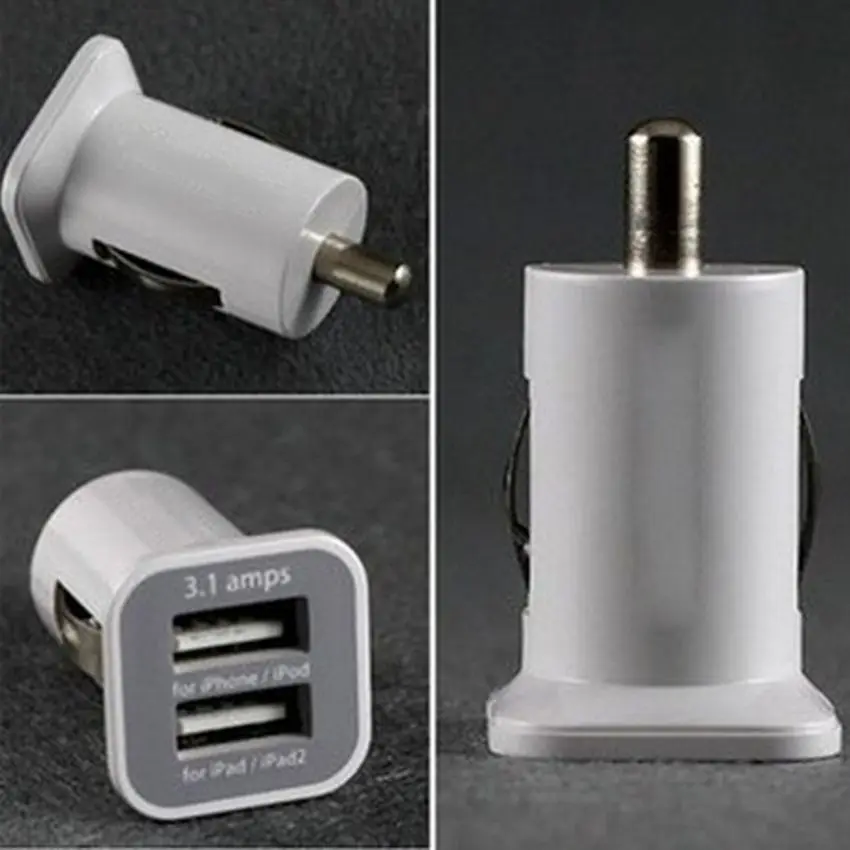 500pcs/lot Micro 3.1A  Dual 2 USB Car Charger Adapter for iPhone 11 XS Max XR X 8 7 6 5 /ipod/ipad/Samsung/All Mobile Phone