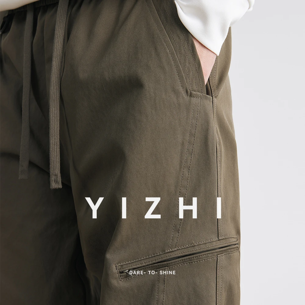 Men's American Overalls Spring and Autumn 2025 New Slim Scimitar Pants All-match Drawstring Casual Pants Wide-leg Pants