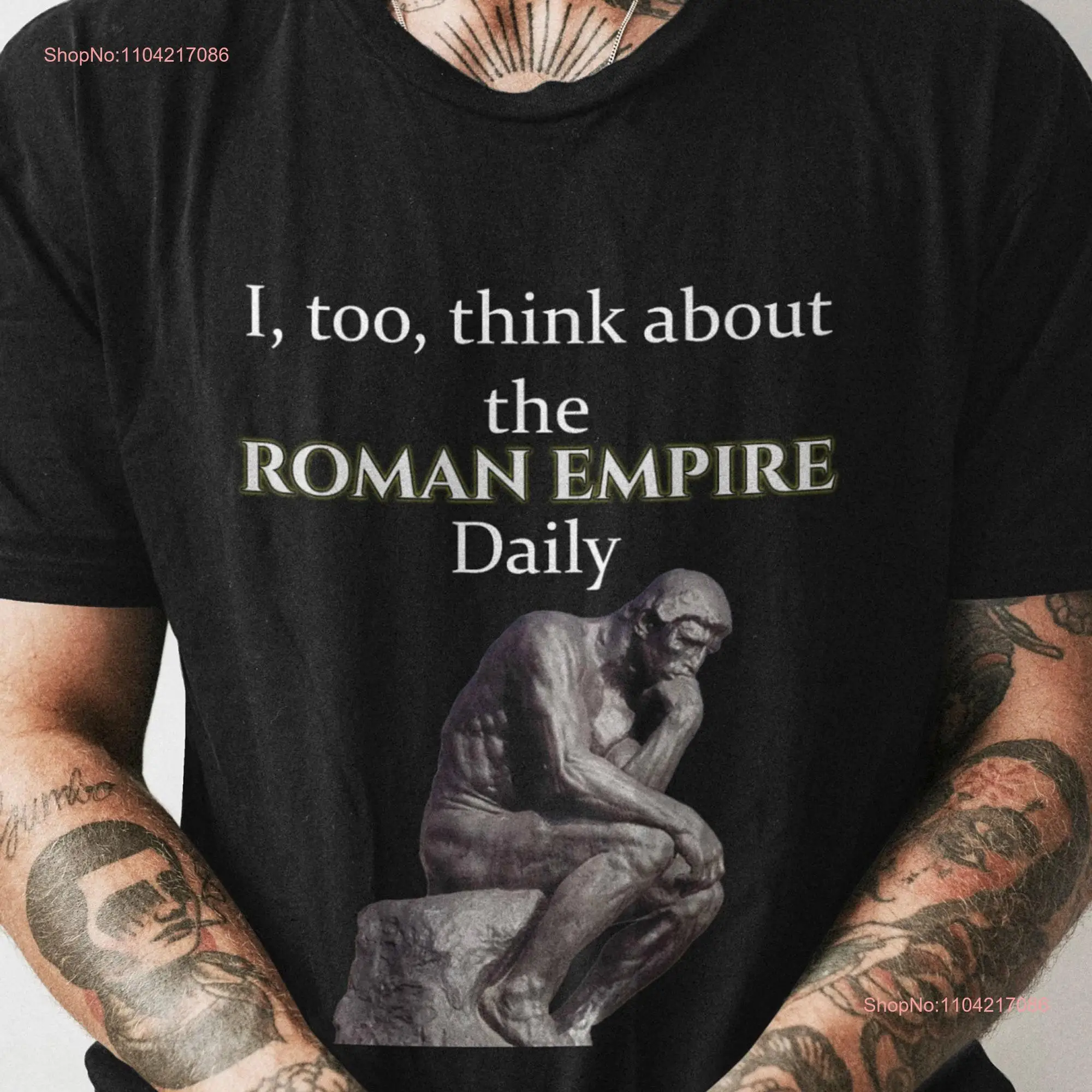 Think about the Roman Empire Daily Funny T shirt Cursed Meme Viral long or short sleeves