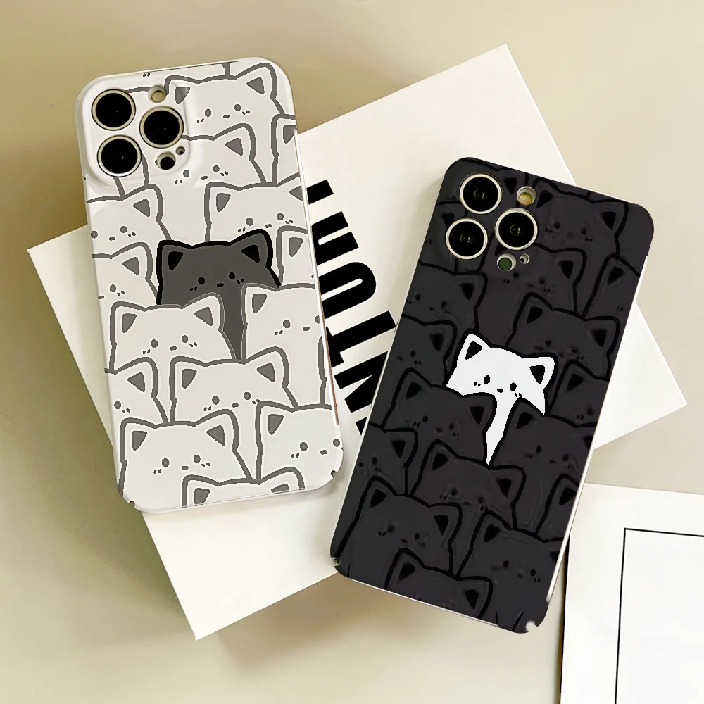 

Cute Cartoon Cat phone case FUNDA For IPhone 17 16 15 14 13 12 11 Plus Pro Max Mini Back Cover Hard cover Film shell