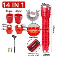 14/8 In 1 Wrench for Sink Faucet Sanitary Repair Tool Double-Head Handle, Installer Ratchet Tool Set for Bathroom Sink Faucet