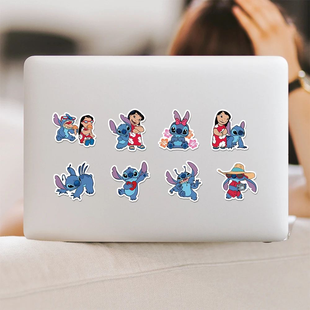 10/30/50/100pcs Cute Disney Anime Stitch Angel Stickers Kawaii Cartoon Decals for Kids Toy DIY Skateboard Luggage Phone Sticker