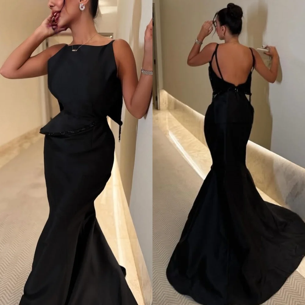 

Customized High Quality Classic Beading Pleat Mermaid Off-the-shoulder Long Dresses Bespoke Occasion Dresses Modern Style Retro