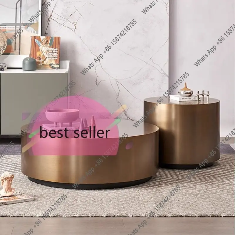 

Ii Foshan New Italian Minimalist Round Stainless Steel Coffee Table Combination Designer Home Living Room Art Simple