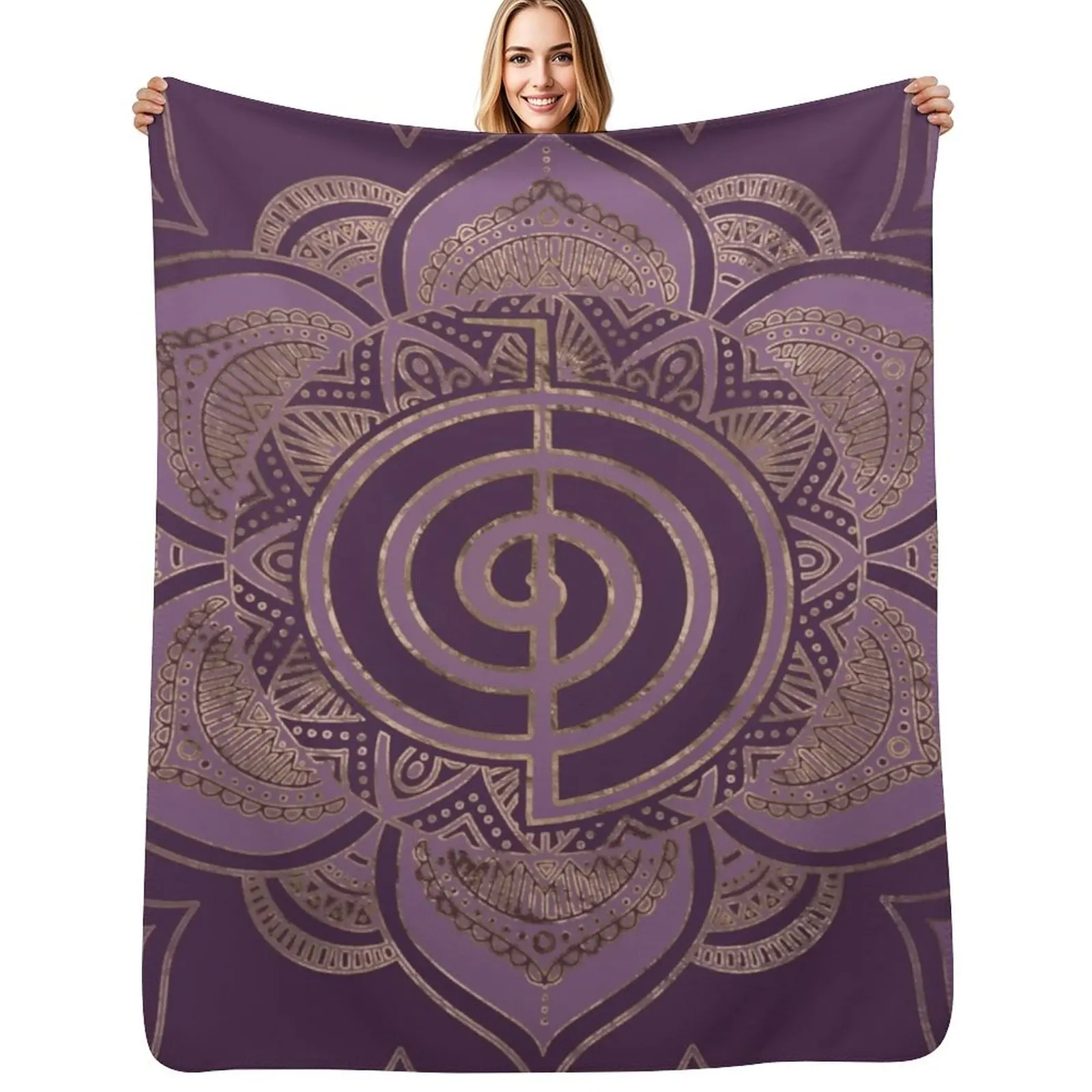 

Reiki Cho Ku Rei - pastel and gold Throw Blanket Air Conditioner Soft Blanket for Office Home