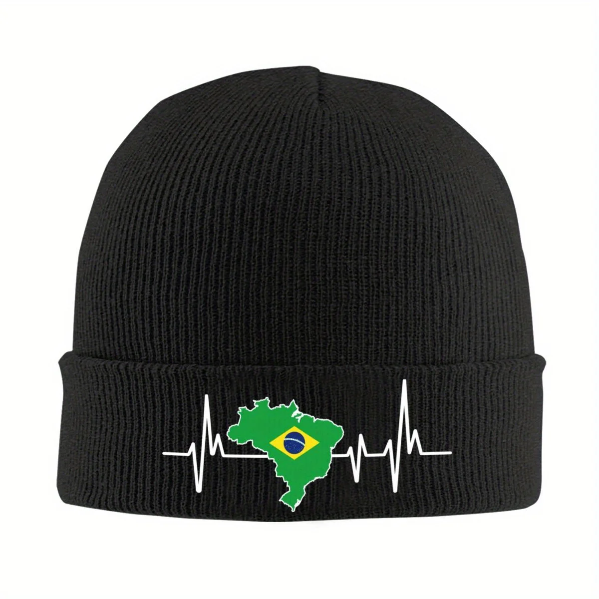 Gorro brasileño personalizado con bandera de Brasil, gorro cálido de invierno Unisex para mujer, gorro tejido, gorros brasileños