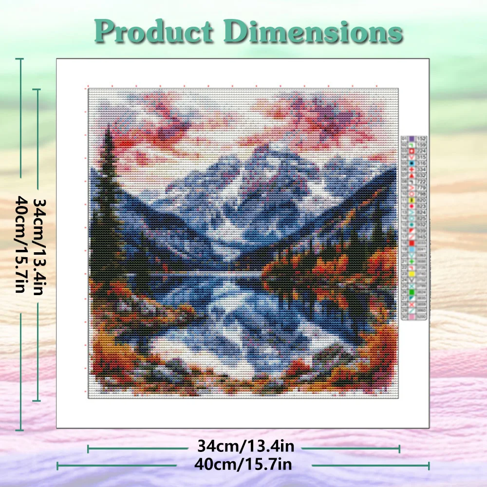 11CT Landscape Theme Cross Stitch Fall Snow Mountain Forest Embroidery Kit New Arrival Decor for Home Decoration