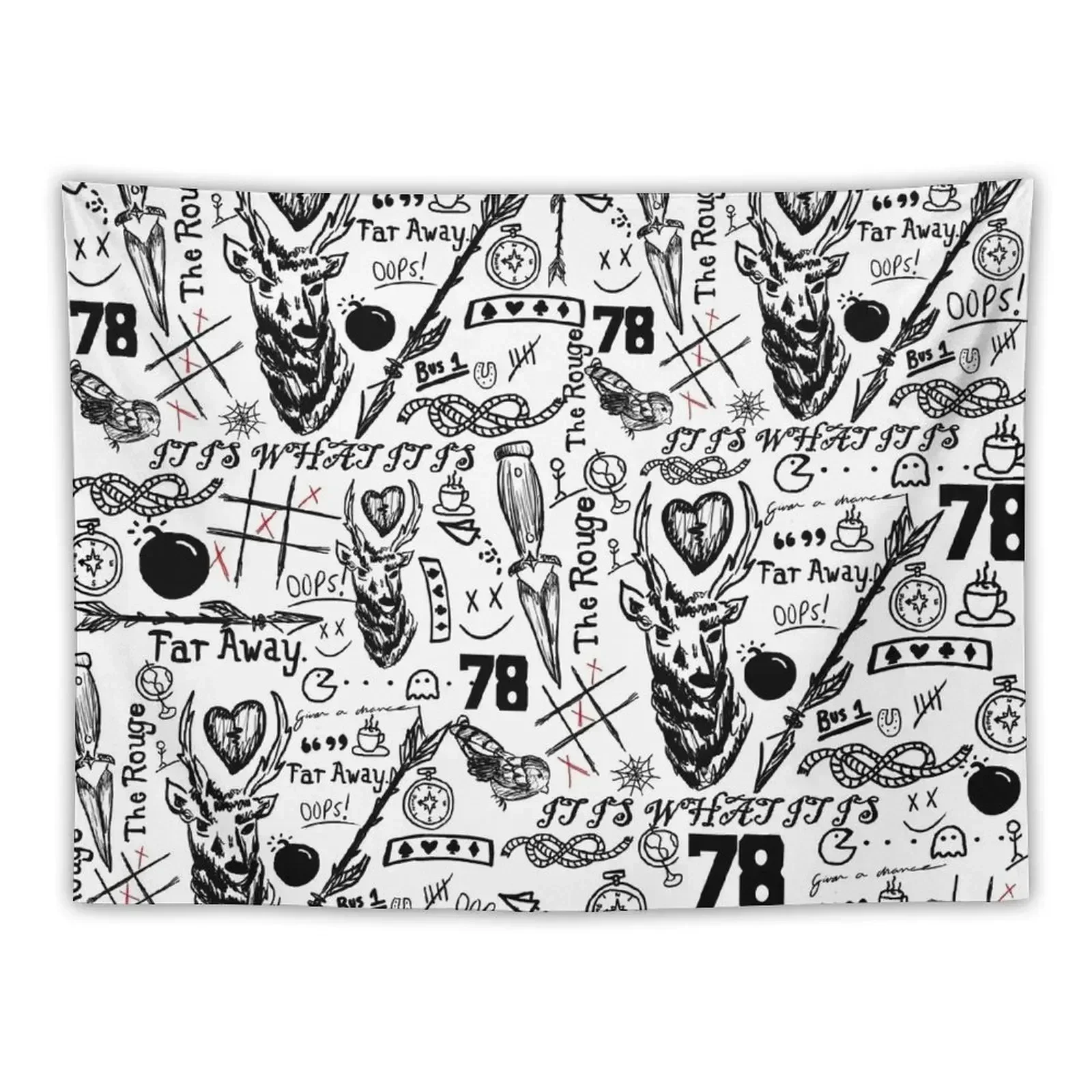 

Lovely Tattoos Tapestry Home Decorating Decoration Wall Room Decoration Aesthetic Aesthetics For Room Tapestry