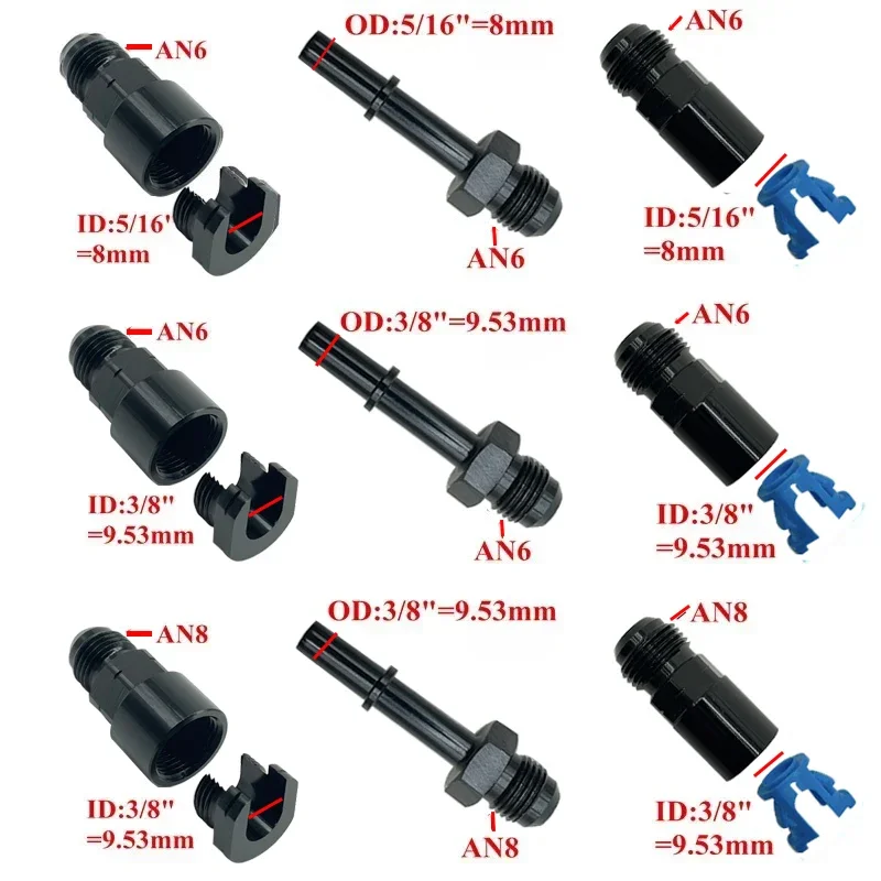 1x/4x Quick Connect 6AN/8AN AN6/AN8 AN-6/AN-8 Male To 3/8