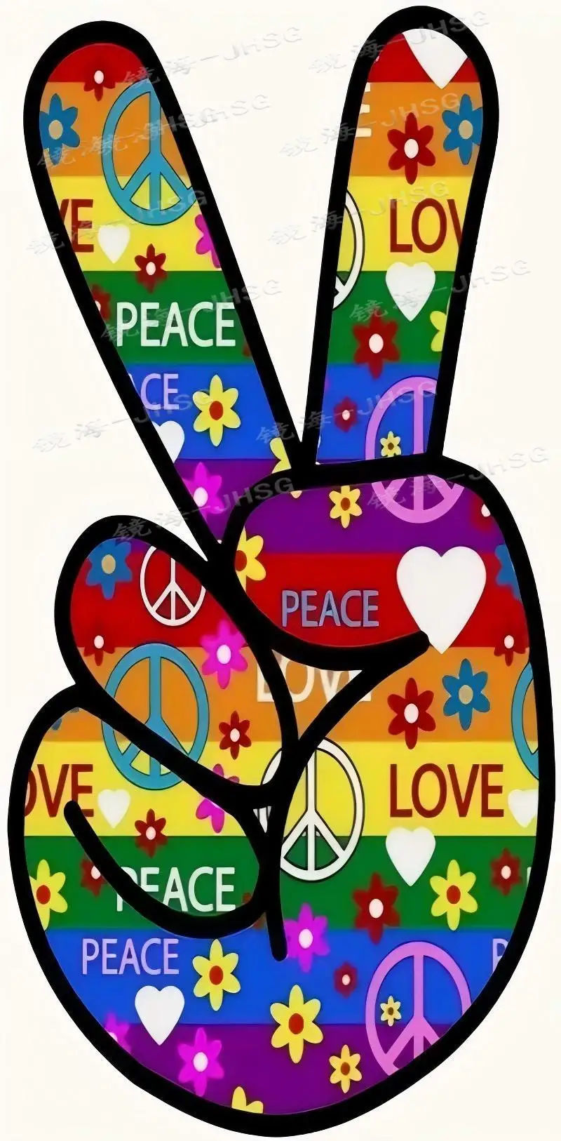 

Peace logo, love slogan, car bumper sticker, decal-
