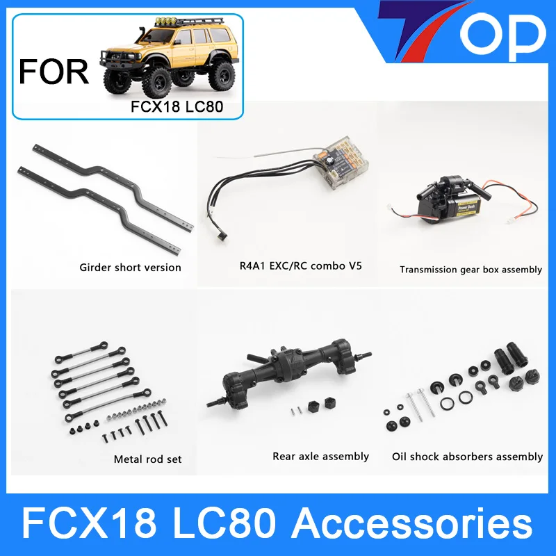 

FMS Rochobby 1/18 FCX18 LC80 Original Spare Parts Motor Gear Box CVD Tire Lens Rod Set Wheel Hub Screw Gear Box Shaft