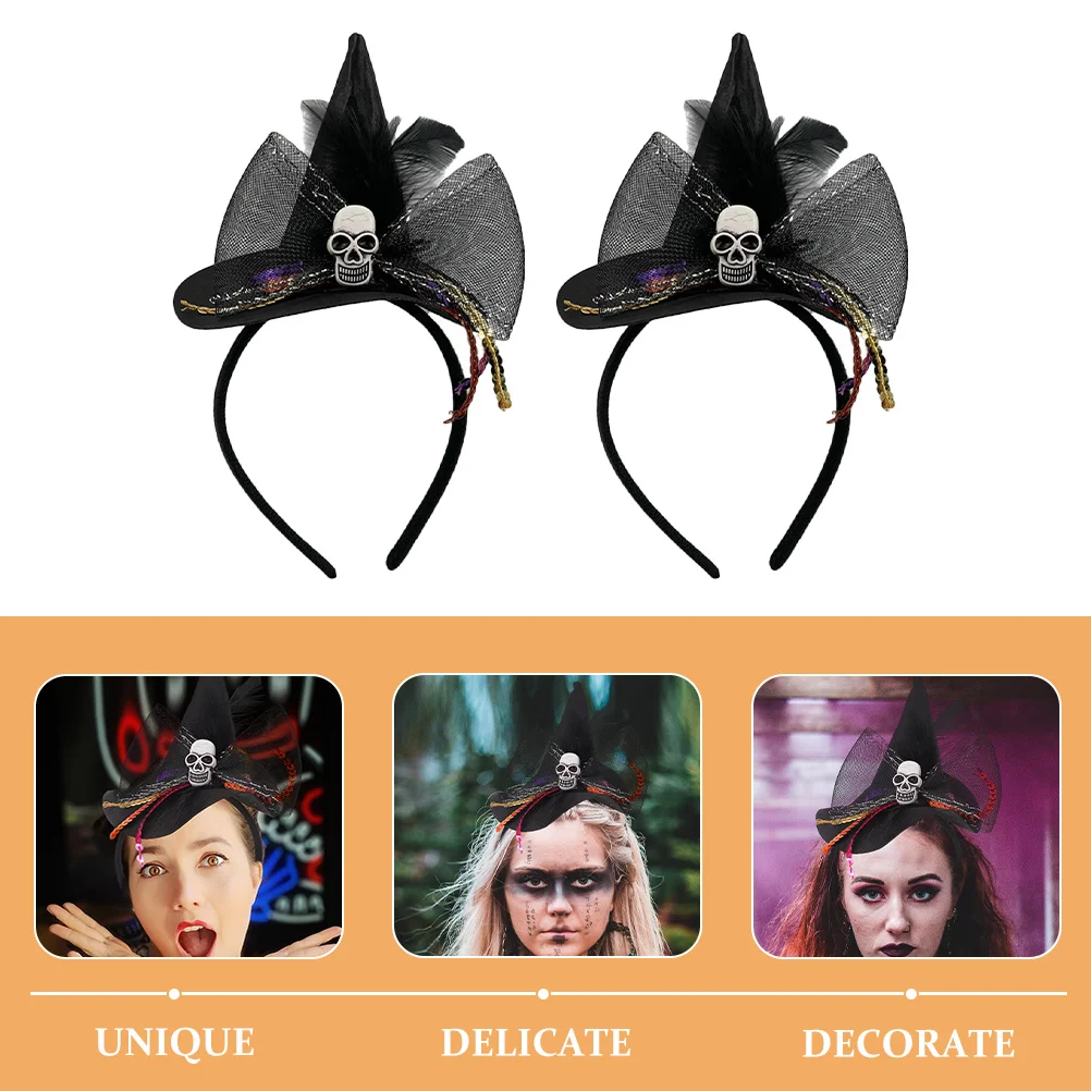 

2 шт., повязка на голову с шляпой ведьмы, обручи для волос на Хэллоуин, вечерние аксессуары для косплея, головные уборы, повязка на голову на Хэллоуин, повязки на голову с шляпой ведьмы