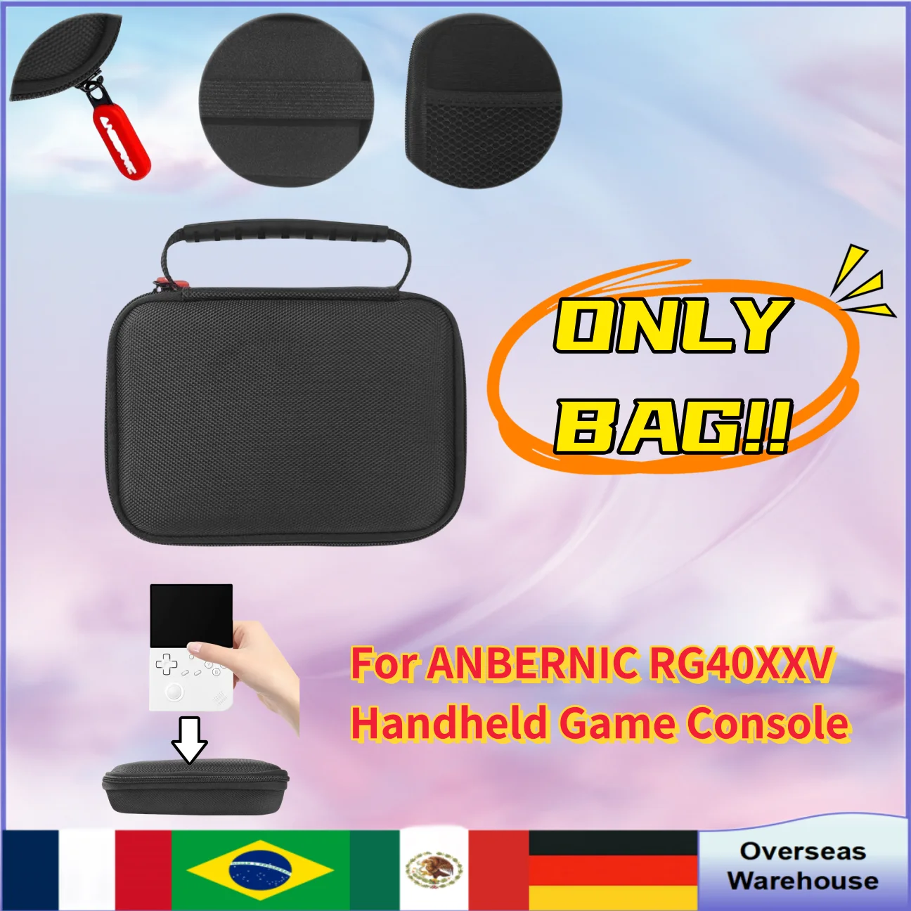 

For ANBERNIC RG40XXV Handheld Game Console EVA Travel Storage Bag Shockproof Hardshell Case with Mesh Bag Travel Protective Case