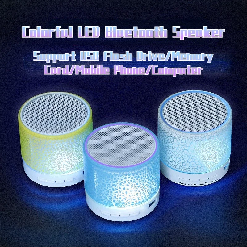 300Mah Mini Bluetooth Luidsprekerkaart Inbrengen Mobiele Telefoon Computer Subwoofer Draadloze Led Lichtgevende Kleine Luidspreker Ipx3 Waterdicht