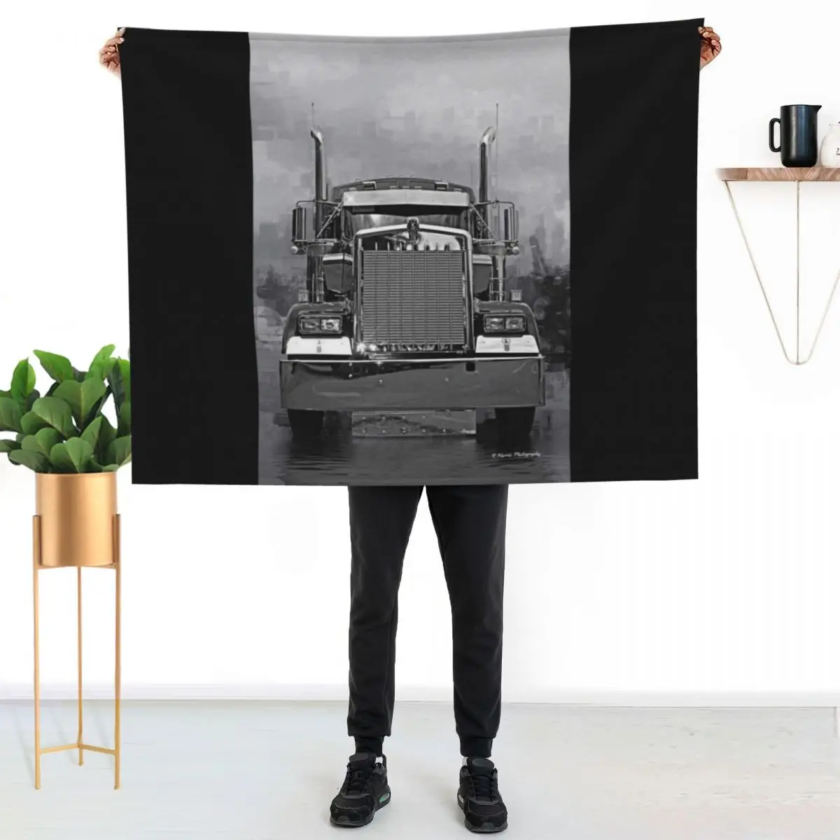 Kenworth Front View B&W Throw Blanket Luxurious Soft Fuzzy Blanket for Sofa Bed