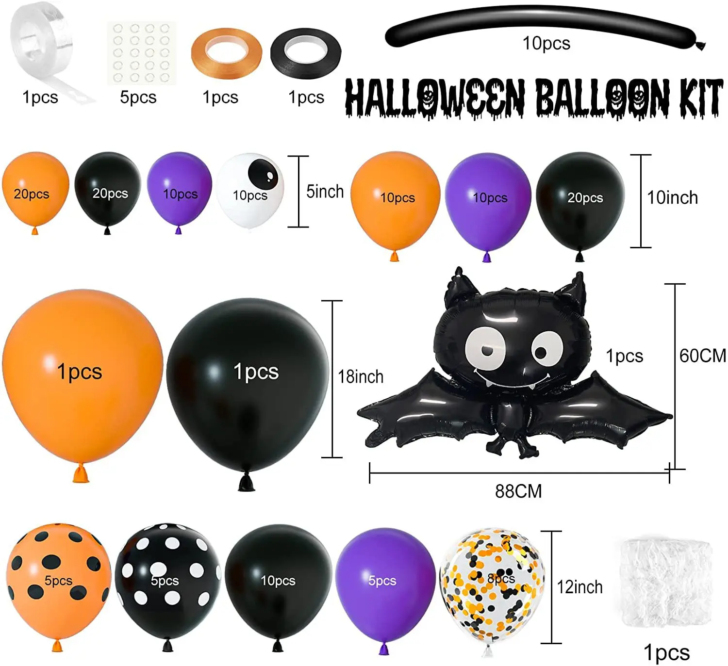 Halloween Balloon Arch Balloon Set Party Decoration Supplies Venue Layout Decoration Purple Balloon 135 pcs