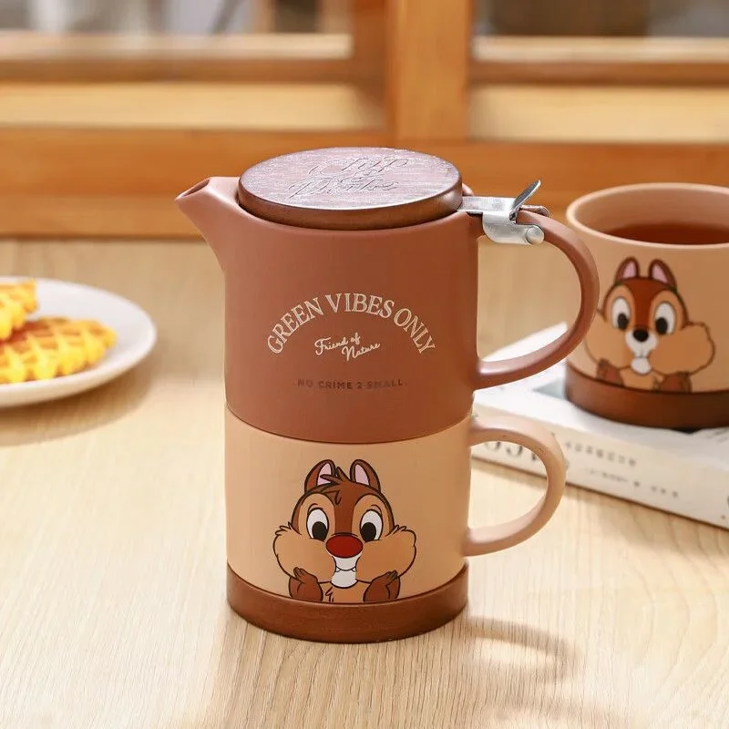 New Disney Chip Dale Creative Simple Cartoon Cute Teapot Gift Exquisite Kawaii Animation Character Ceramic Tea Cup Wholesale