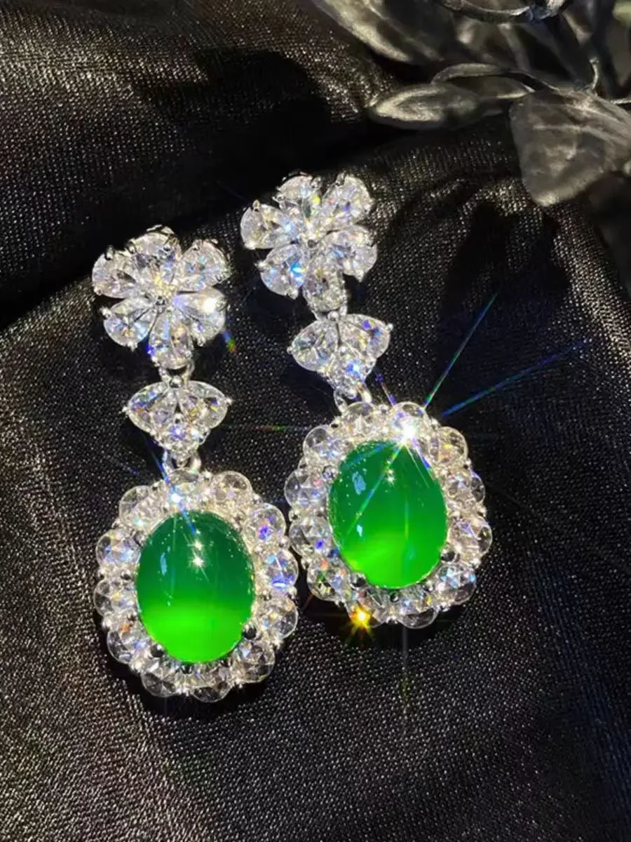 

Серьги из ледяного сердолика с агатом, легкий роскошный темперамент, чтобы показать форму лица, сравните с нефритом