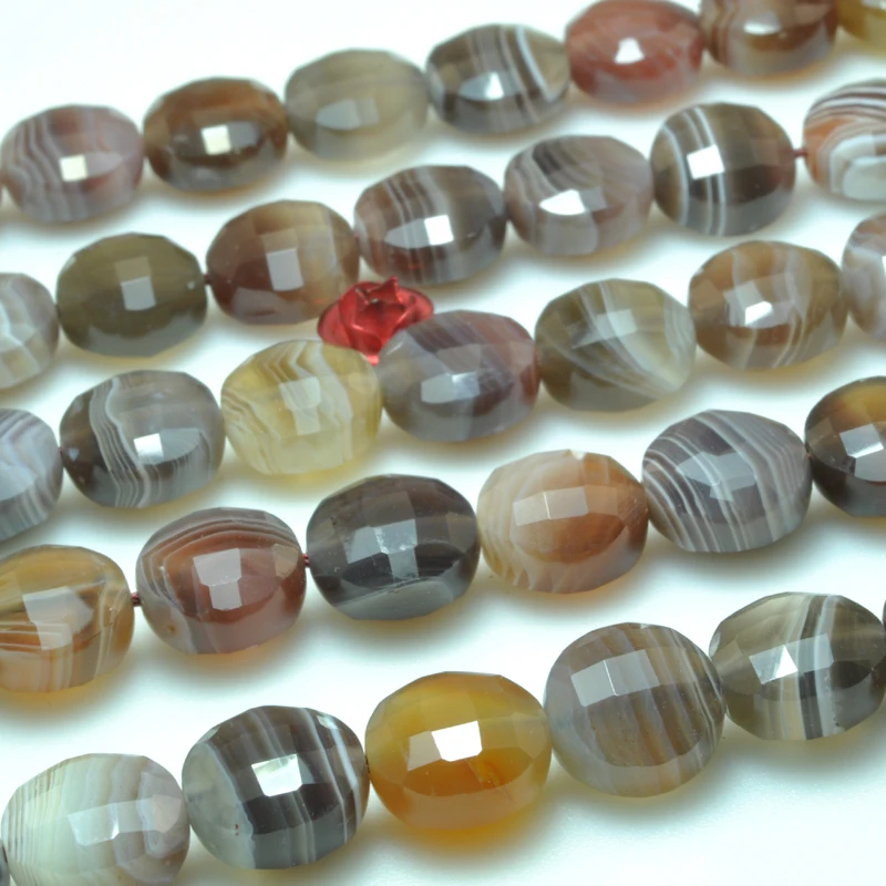 Natural Brown Botswana Agate Faceted Coin Beads Loose Gemstones Wholesale Jewelry Making Stuff Semi Precious Stone