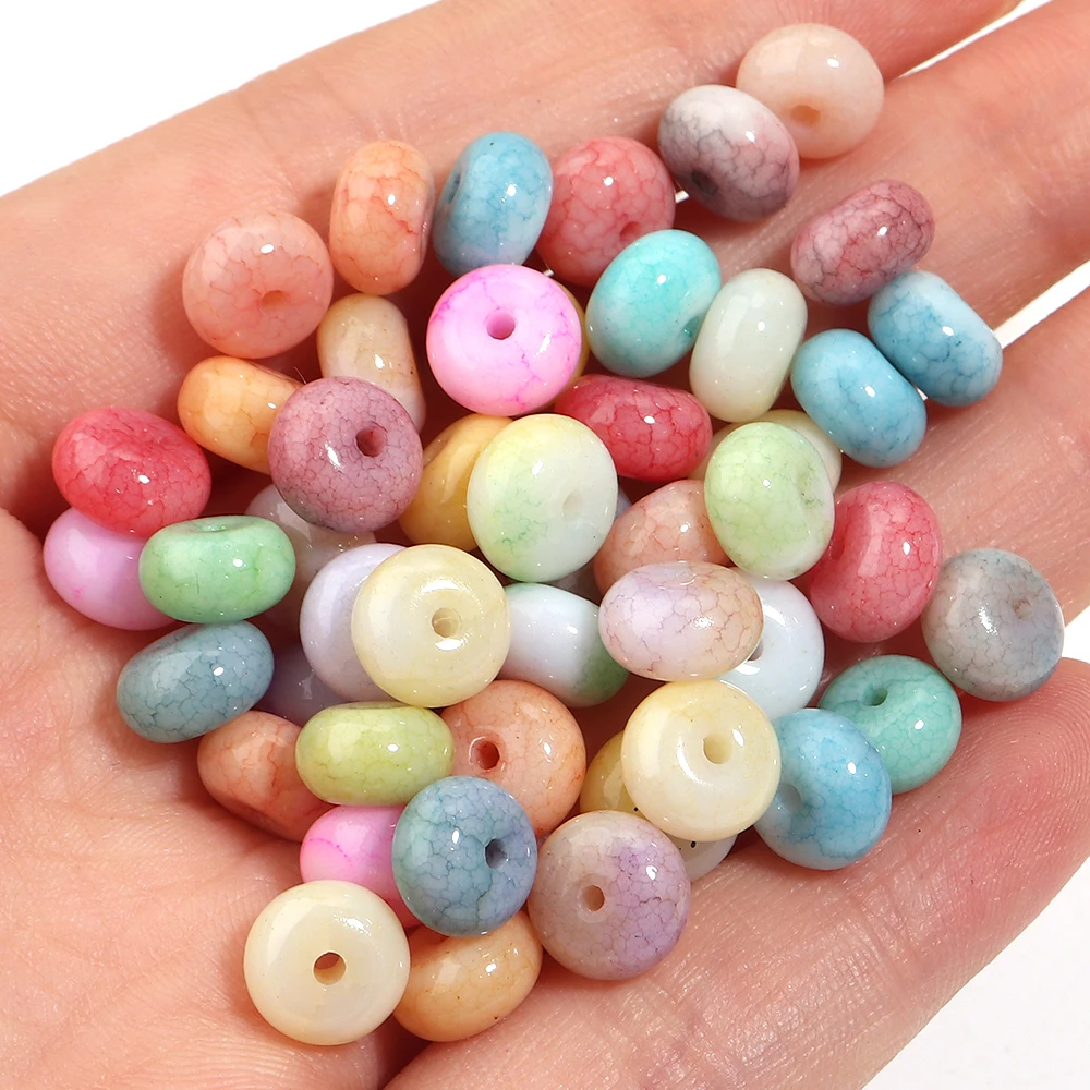 50 Stück/Set 5x8mm Rondell-Form Bunte Rissglasperlen Lose Abstandsperlen Abakusperlen für Schmuckherstellung DIY Armband-Zubehör – Detail 7