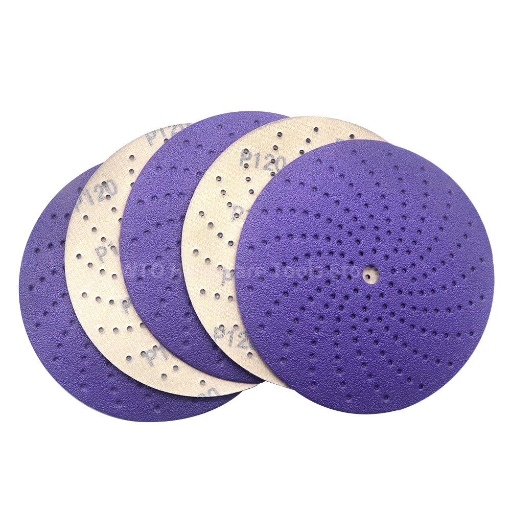 50PCS 6 Inch Sanding Disc Purple Clean Whirlwind Dry Abrasive Sandpaper P80-400 Grits Hook and Loop Sandpaper for Car Painting