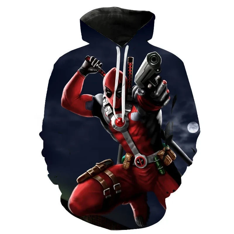 Homens e mulheres Disney Deadpool Desenhos animados 3D Print Hoodie, moletons extragrandes, pulôveres infantis, fatos de treino,