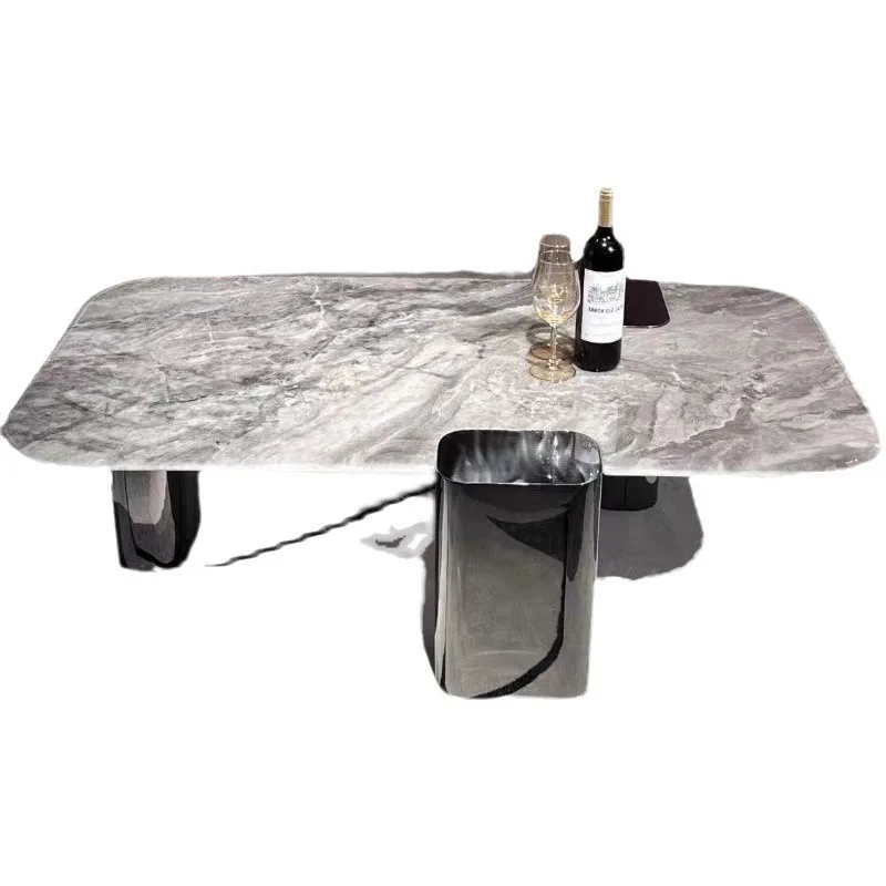

Minimalist supercrystalline stone coffee table small apartment living room modern light luxury marble rectangle