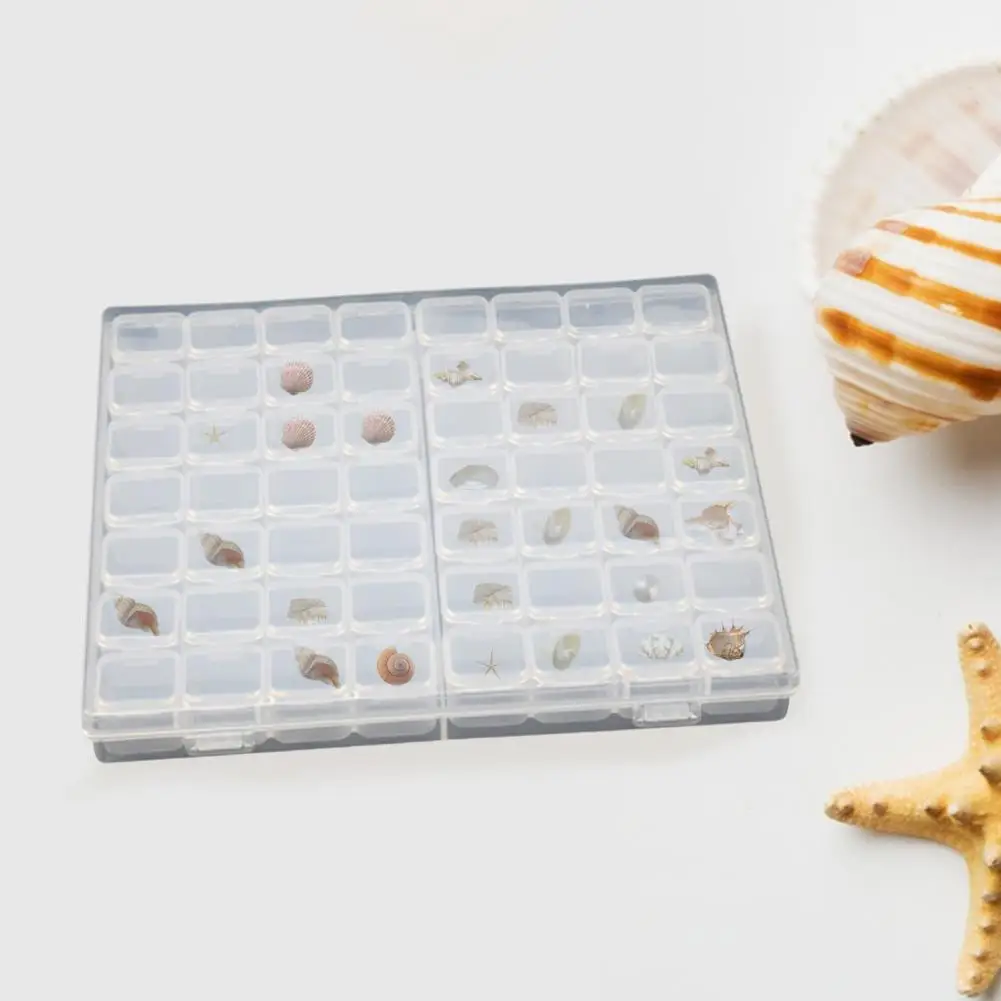 Mini Storage Box for Shells Transparent Nail Accessory Storage Box with 56 Grids for Beads Rhinestones Seashells for Stones