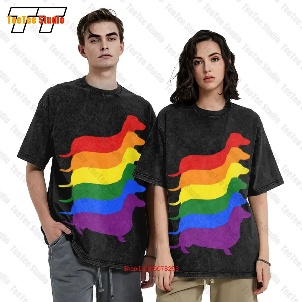 Dachshund Rainbow Vintage Oversized T-Shirt 4GBG