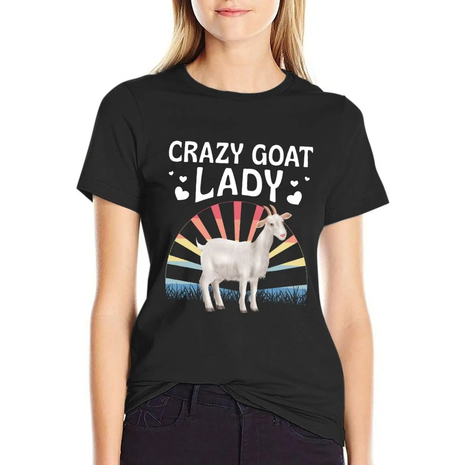 Cute Crazy Goat Lady Goat Whisperers T-Shirt tees sweat Short sleeve tee lady clothes white t-shirts for Women