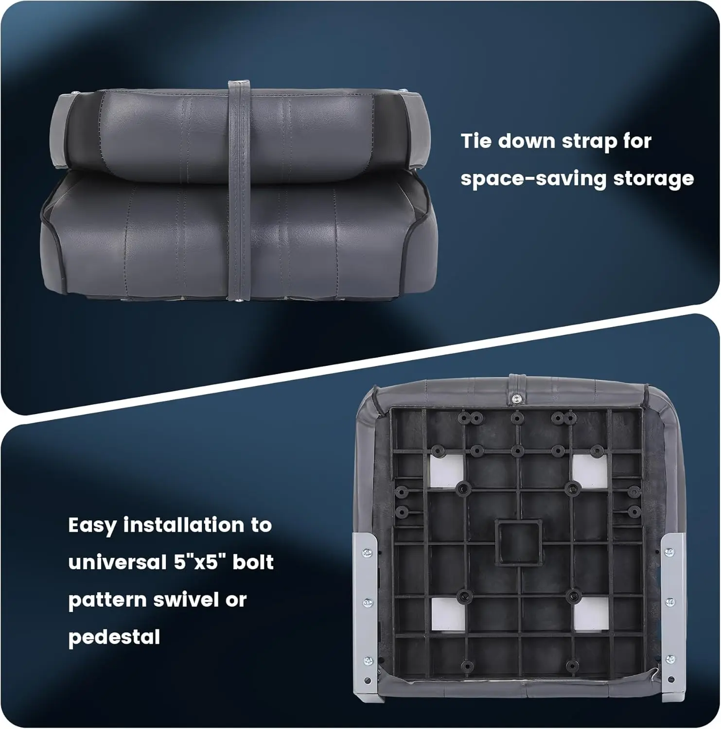 2 Pack Boat Seats Fold-Down Fishing Boat Chair with Thickened Sponge Padding and Hinge Boat Seats for Sightseeing Boat Speedboat