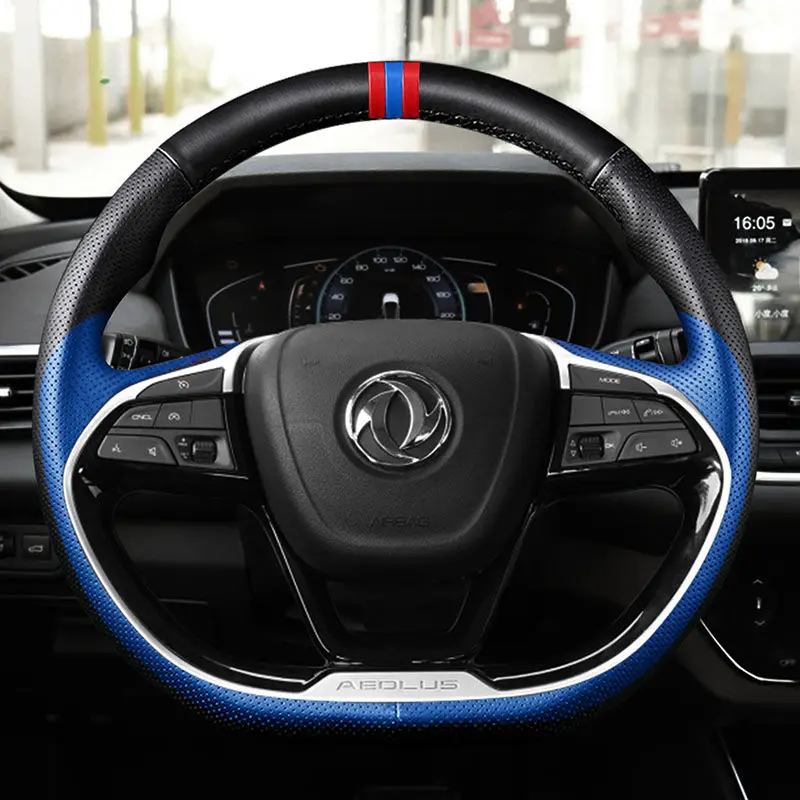 ل دونغفنغ Fengshen Yixuan EV GS AX7 AX5 AX4 EX1 E70 الجلود اليد مخيط غطاء عجلة القيادة التفاف اكسسوارات السيارات الداخلية