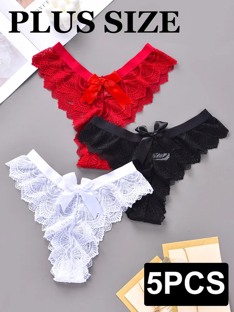 

3/5PCS Women's Panties Sexy Lace Briefs Plus Size Underwear Comfort Thongs Breathable Panty Low-Rise Underpants Female Panties