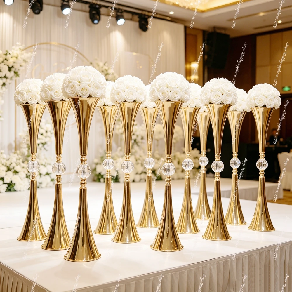 

6/10pcs 50-100cm )Wedding Venue Decoration Props Road Lead European-style Acrylic Bead Flower Stand Table Flower Vase