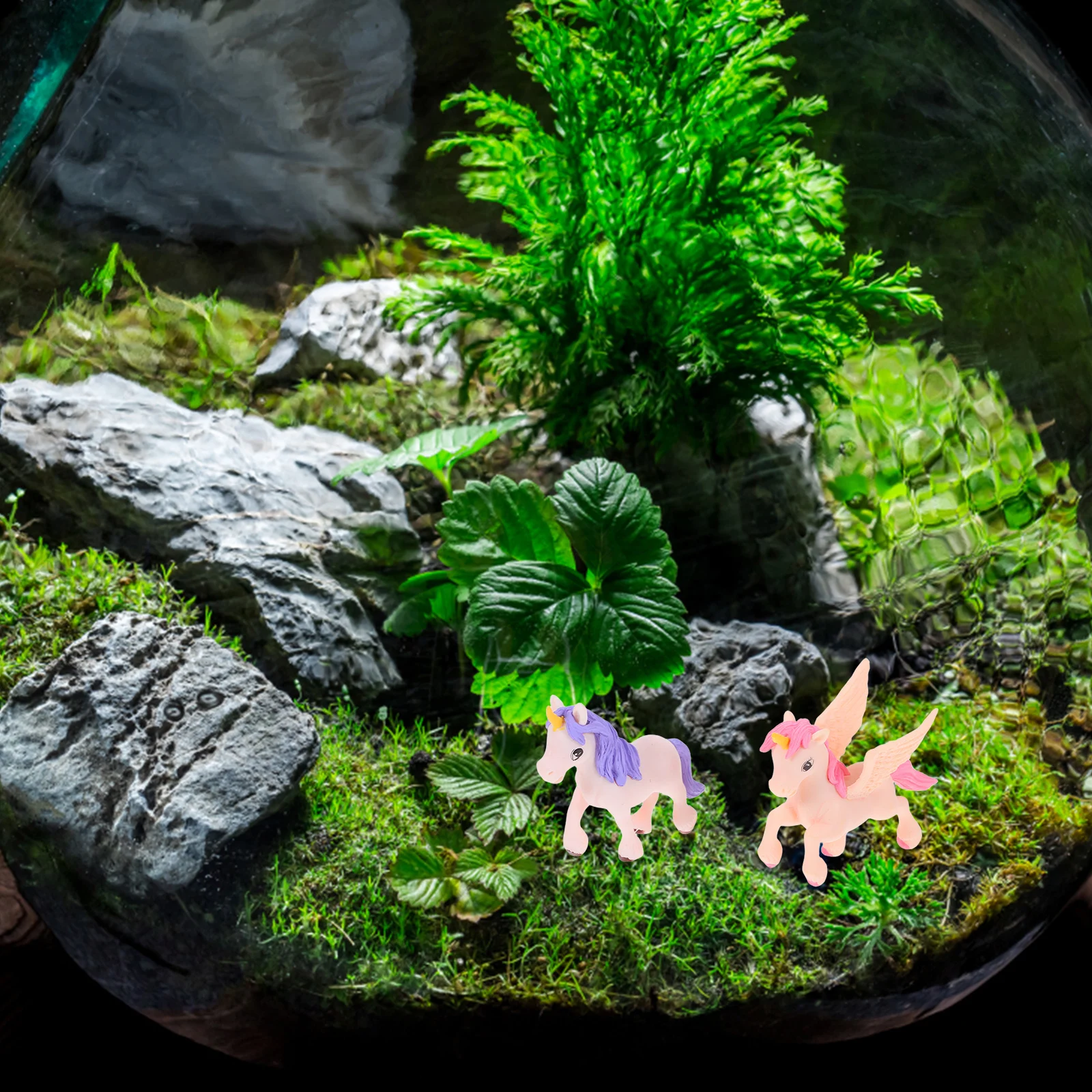 

6Pcs Unicorn Decorations Plastic Model Figurines Miniature Landscape Crafts for Home