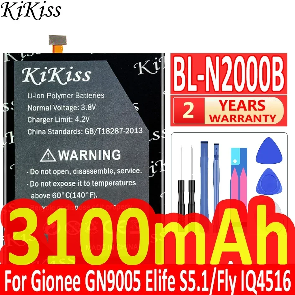 

Аккумулятор KiKiss 3100 мАч для мобильного телефона BL-N2000B для Gionee GN9005 Elife S5.1/для Fly IQ4516