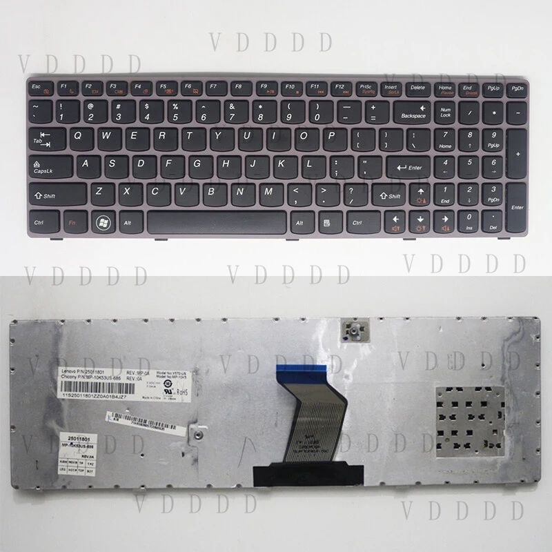 Teclado PP para Lenovo Y570 Y570N Y570P Y570, color morado claro, 25011801