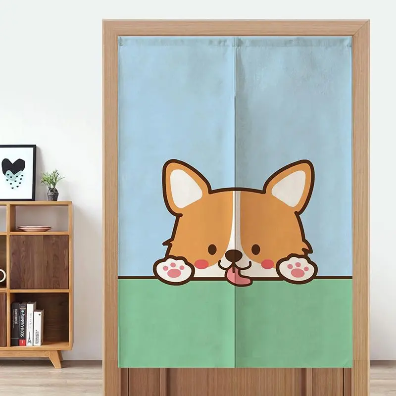 Cartoon Corgi Dog Animals Door Curtain Bedroom Kitchen Living Room Noren Entrance Decor Partition Split Curtain Doorway Curtain